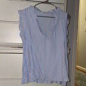 Crown and ivy Light Blue Ruffled Blouse